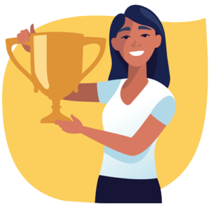 Vector of a woman holding a trophy