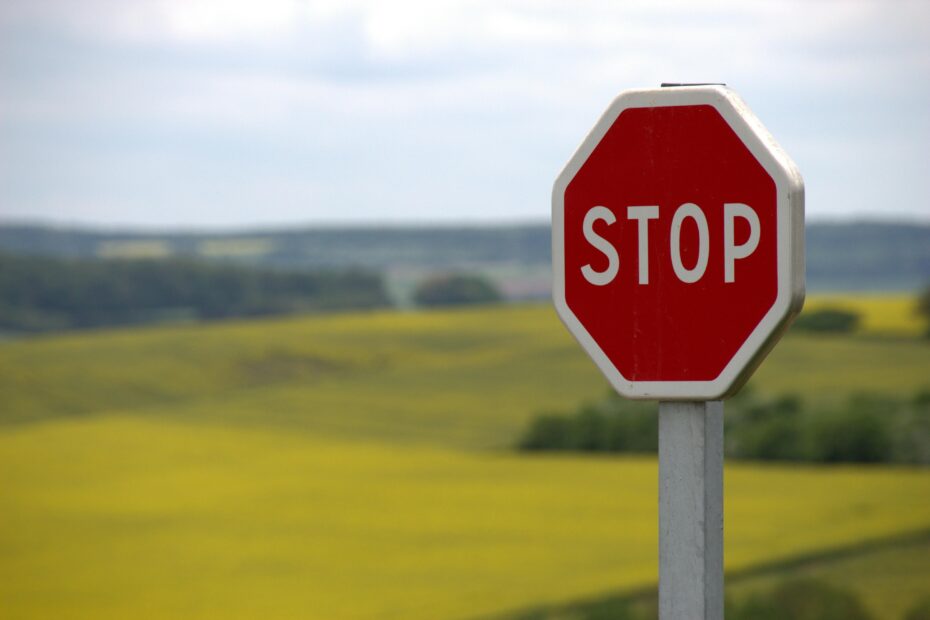 Stop sign on country rods